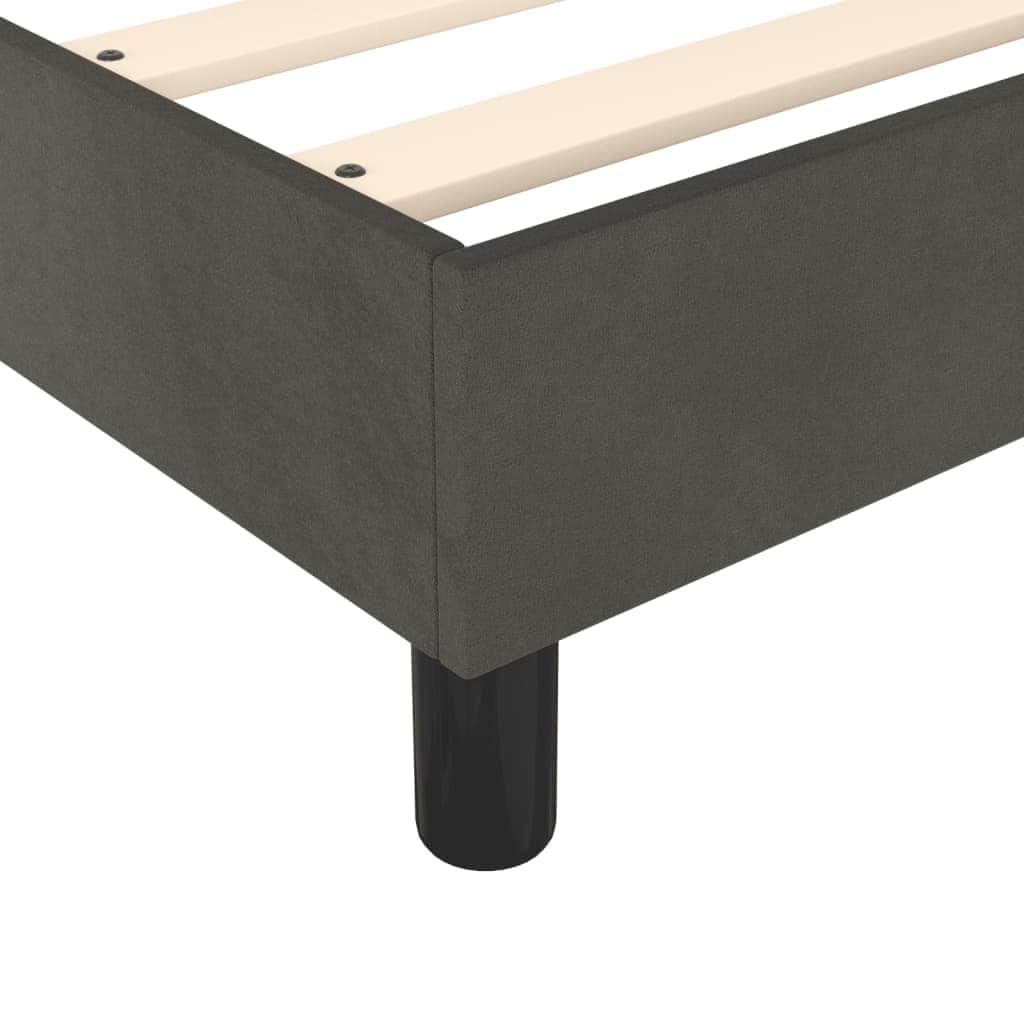 Dark Grey Velvet Box Spring Bed with Mattress Full Size Plywood Slatted Base