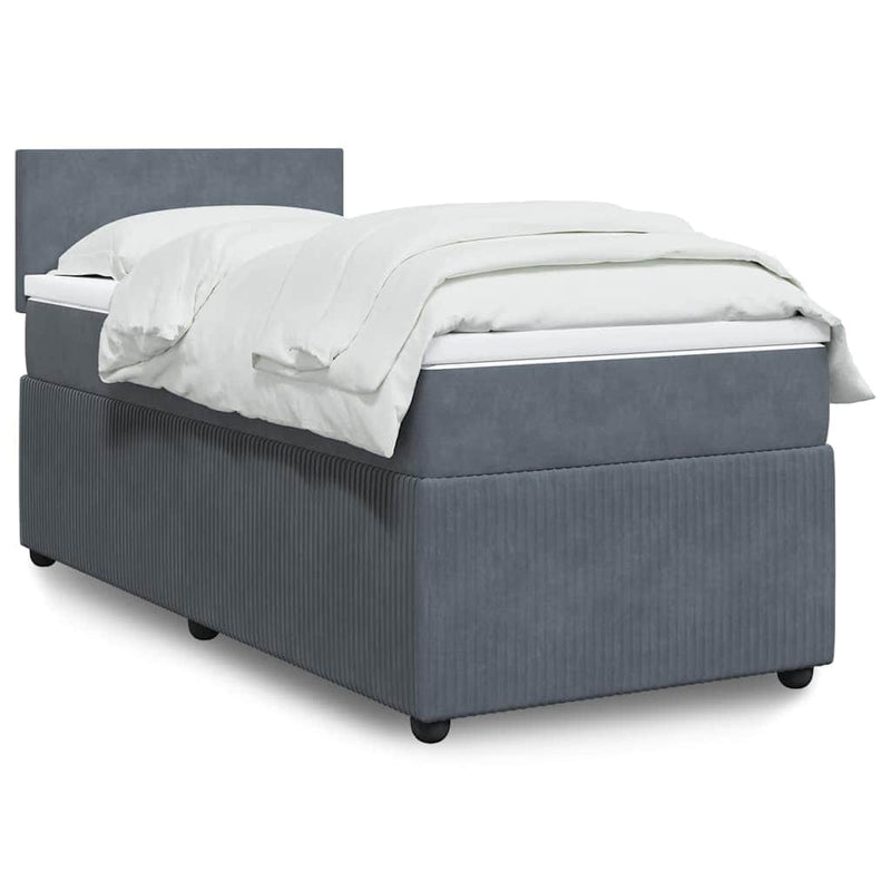 Dark Grey Bed with Pocket Spring Mattress and LED KS