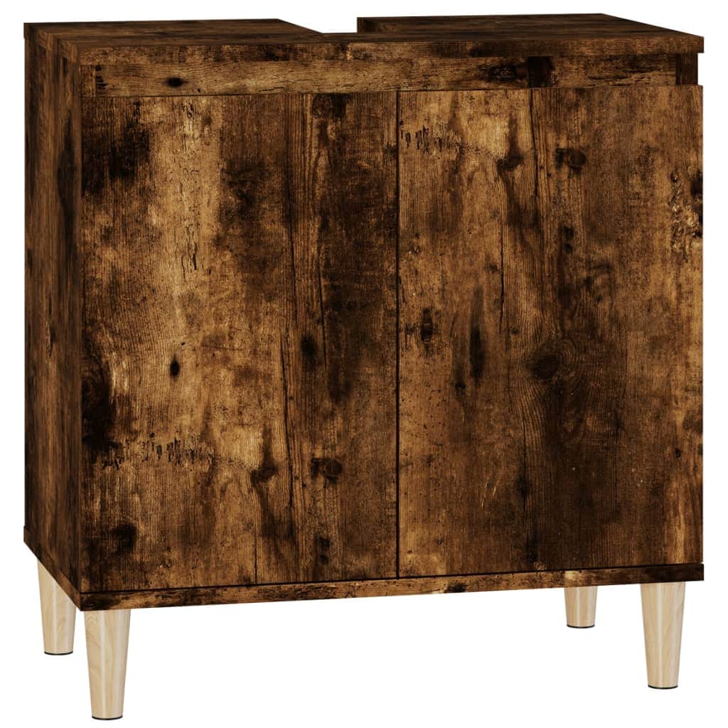 Dark Wood Vessel Organizer with Blackened Elegance