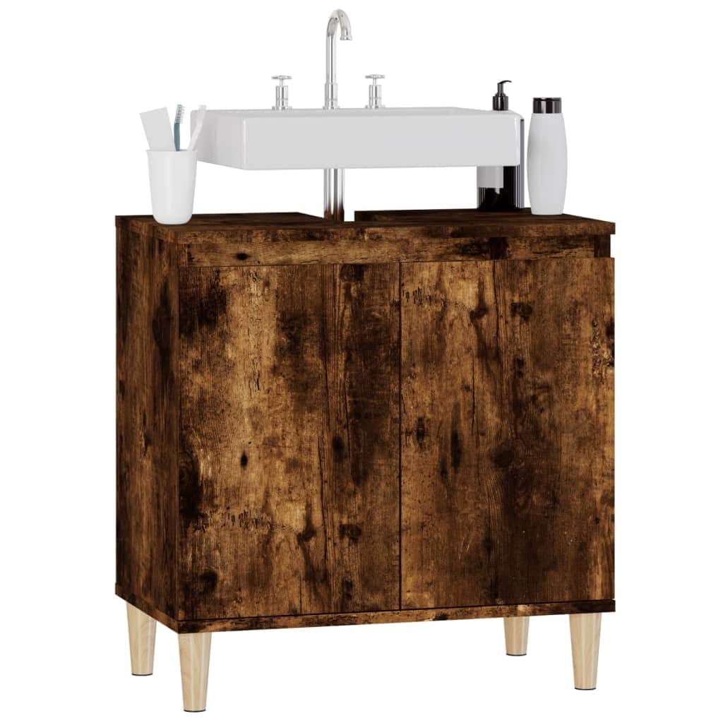 Dark Wood Vessel Organizer with Blackened Elegance