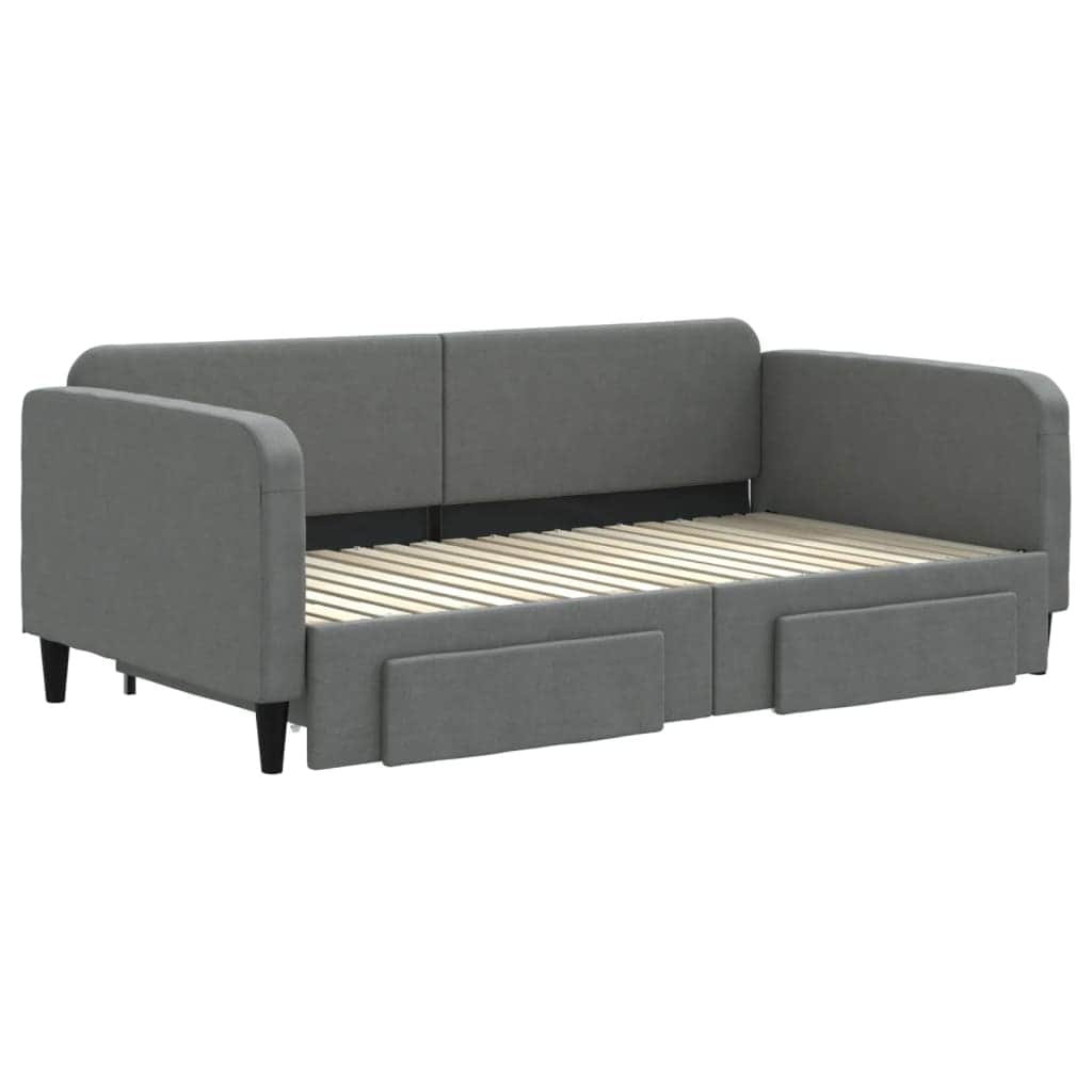 Daybed with Trundle and Drawers Dark Grey