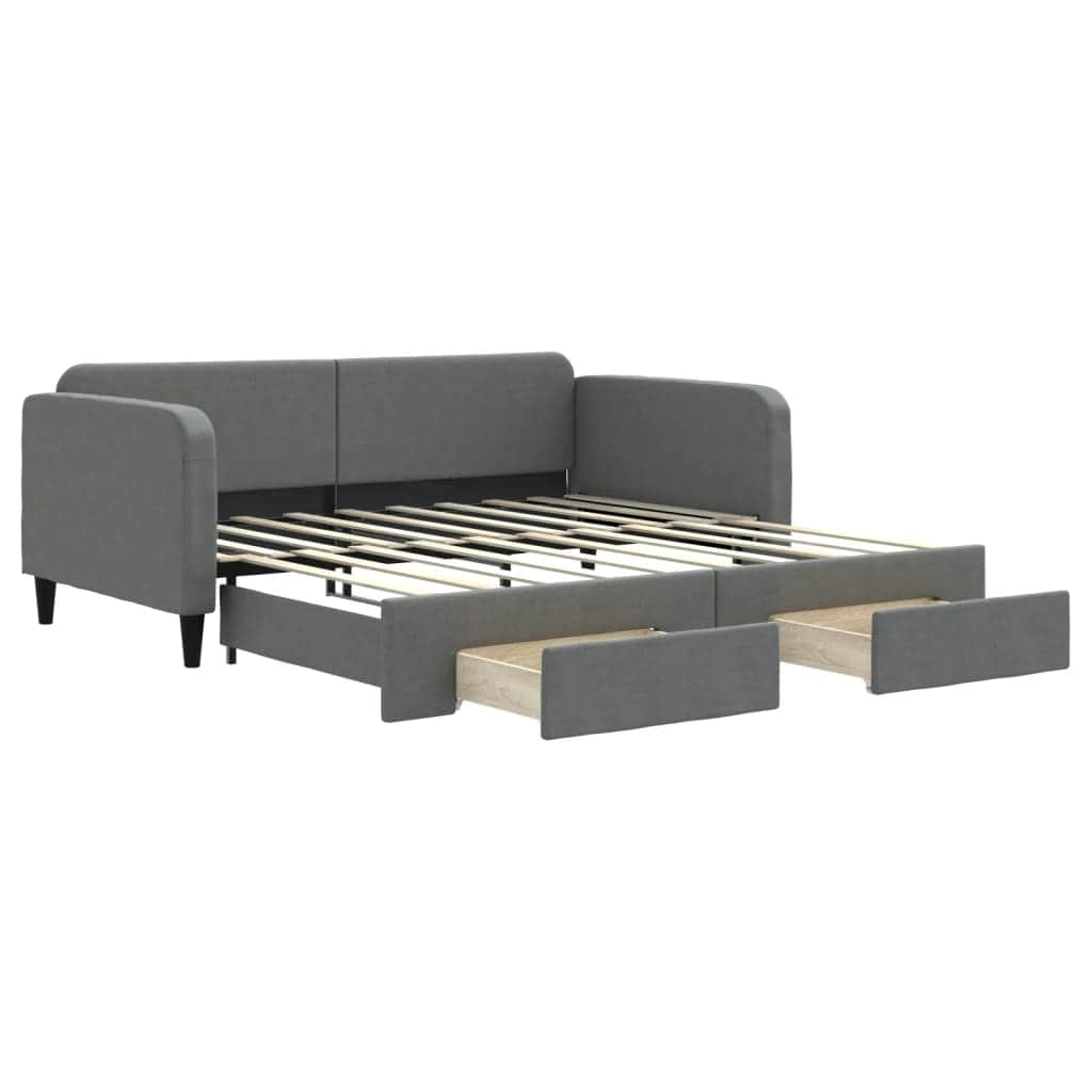 Daybed with Trundle and Drawers Dark Grey