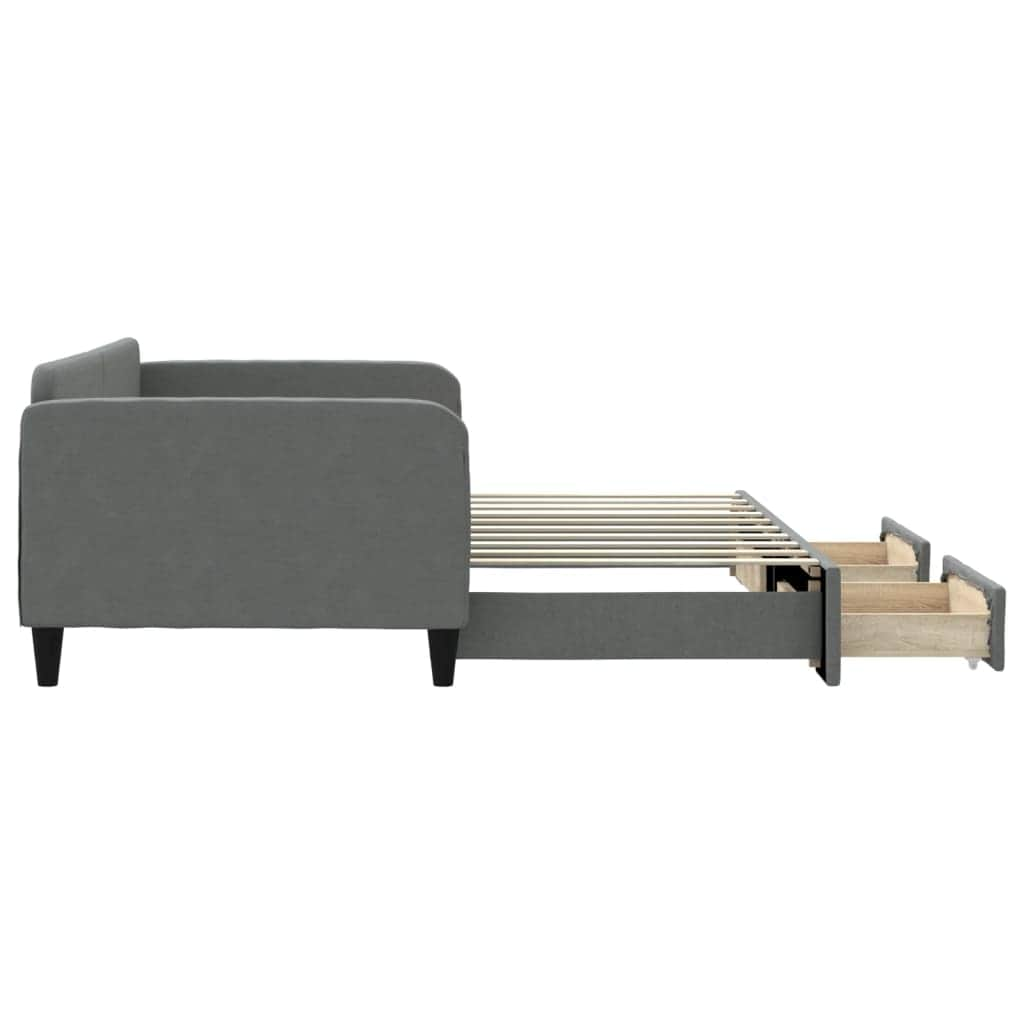 Daybed with Trundle and Drawers Dark Grey