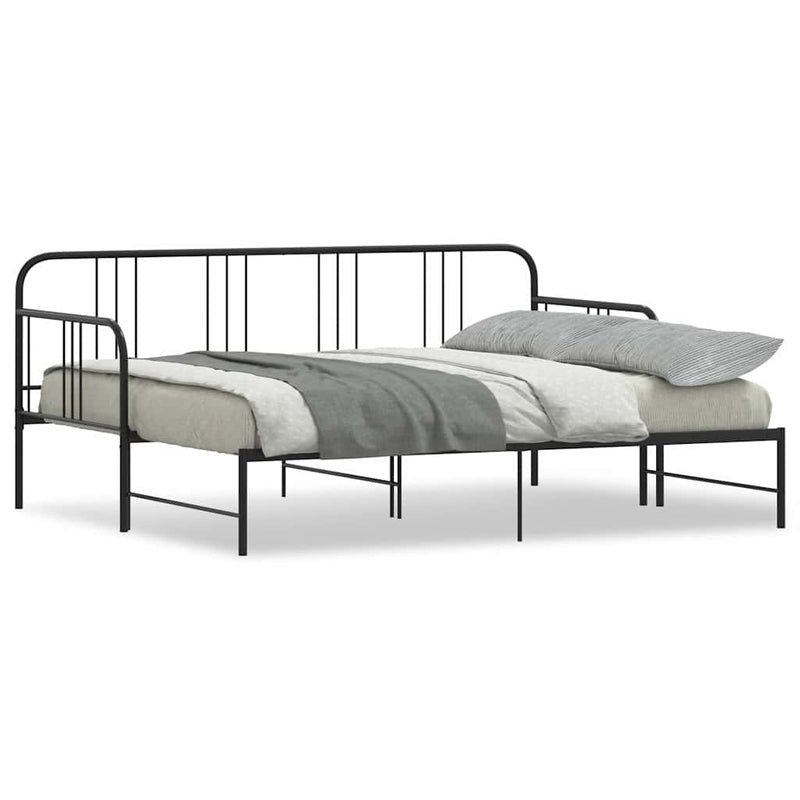 Single - Daybed with Trundle without Mattress Black Single Metal