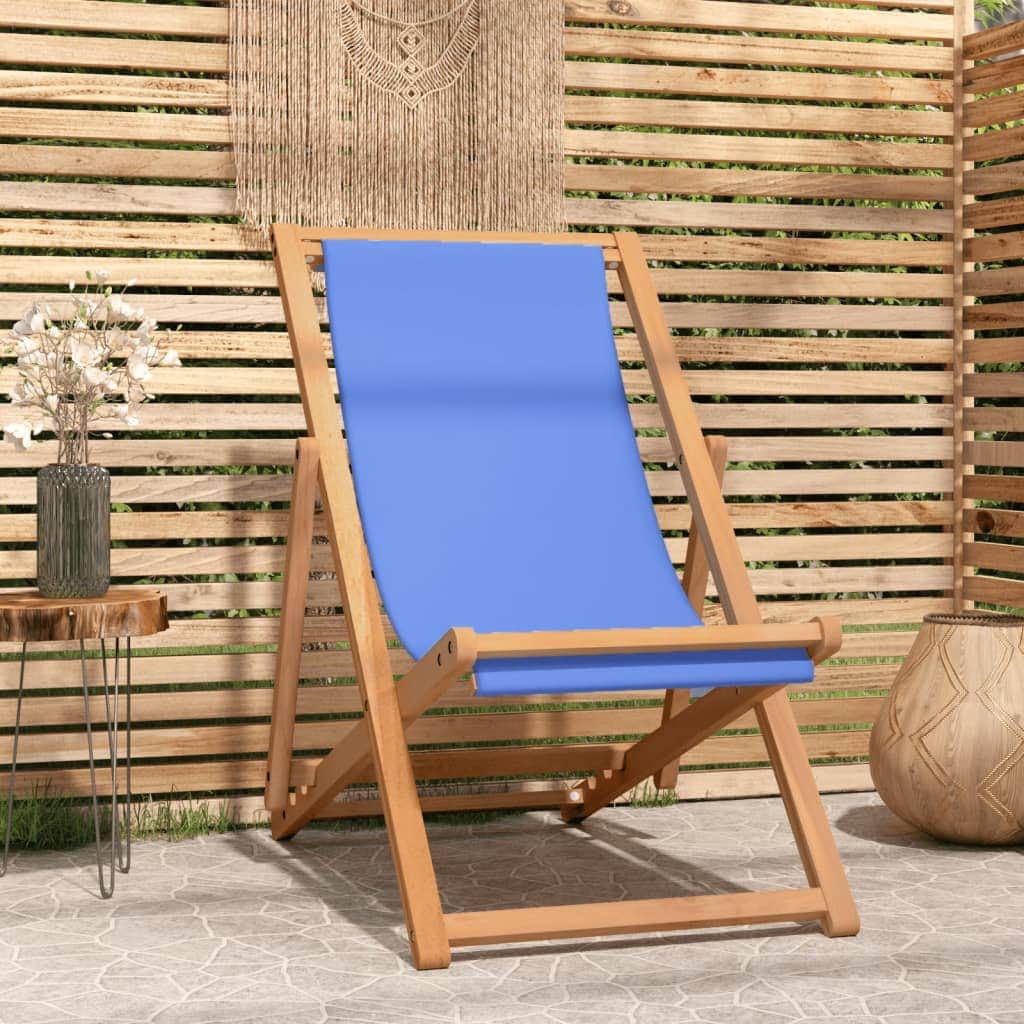 Deck Chair Teak 56x105x96 cm Blue - Simple deals
