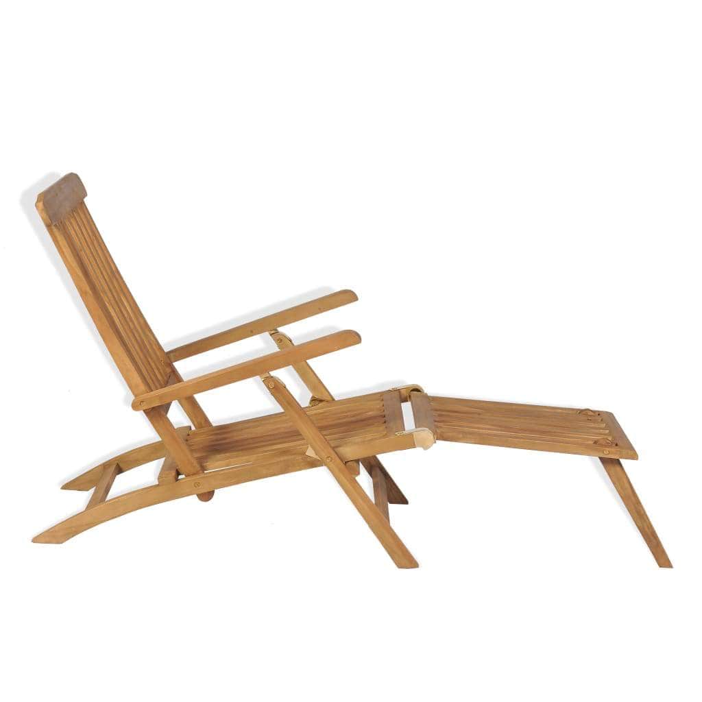 Deck Chair with Footrest Solid Teak Wood - Simple deals
