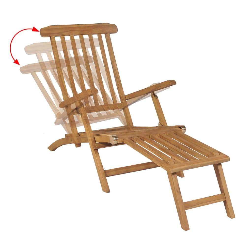 Deck Chair with Footrest Solid Teak Wood - Simple deals