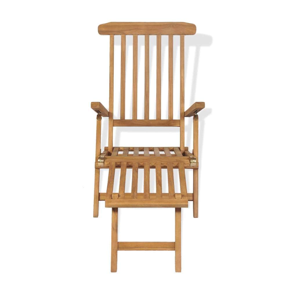 Deck Chair with Footrest Solid Teak Wood - Simple deals