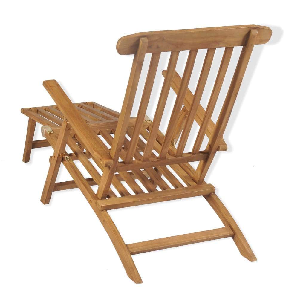 Deck Chair with Footrest Solid Teak Wood - Simple deals