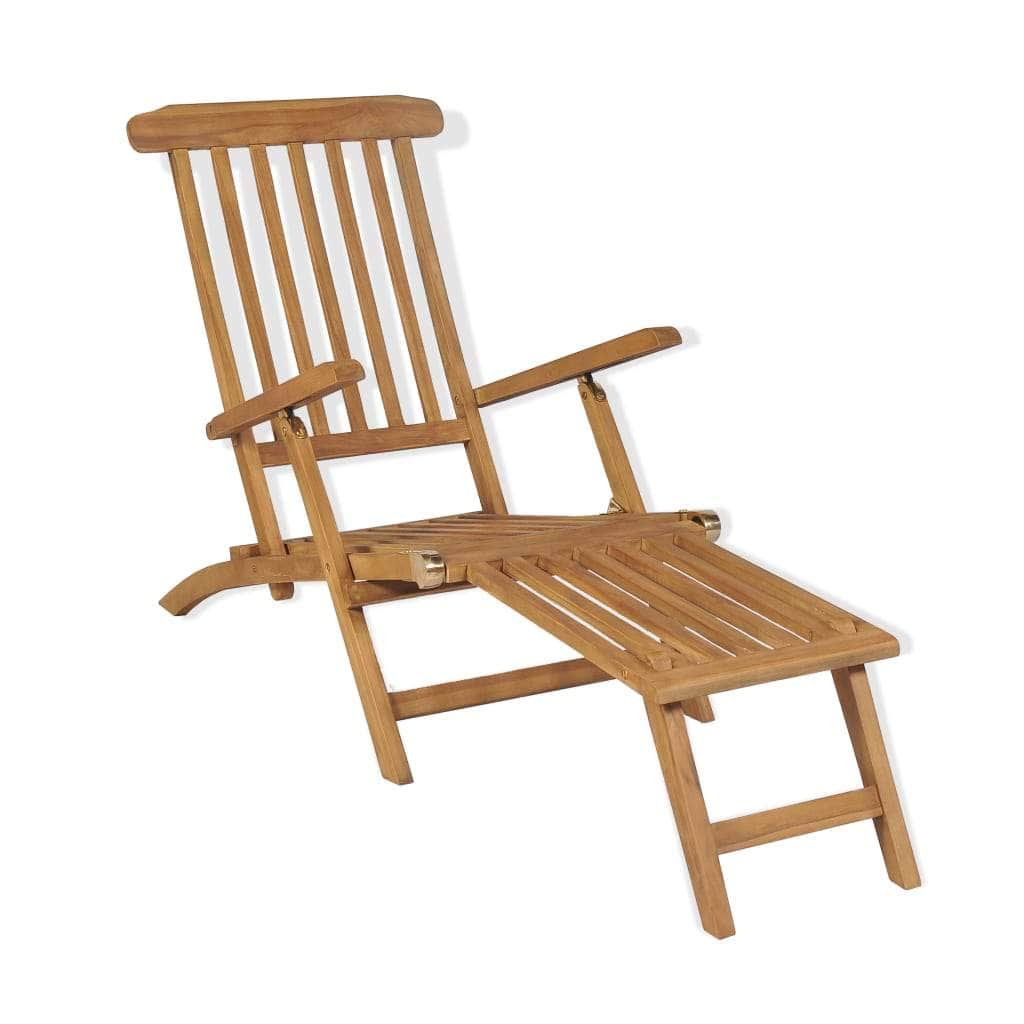 Deck Chair with Footrest Solid Teak Wood - Simple deals
