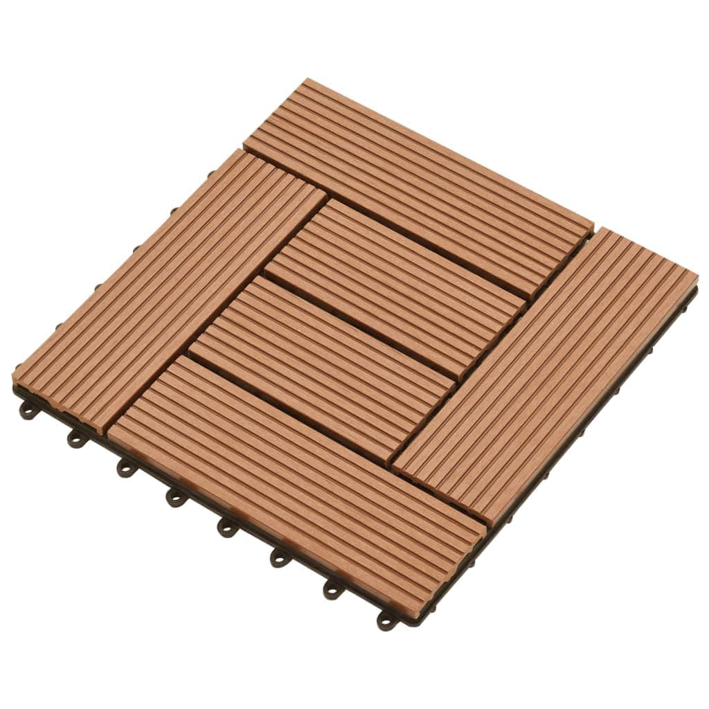 Decking Tiles WPC 1 sqm Brown 11 pcs