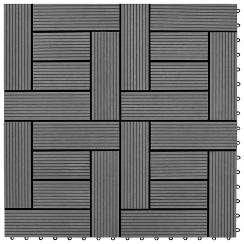 Decking Tiles WPC 1 sqm Grey 11 pcs