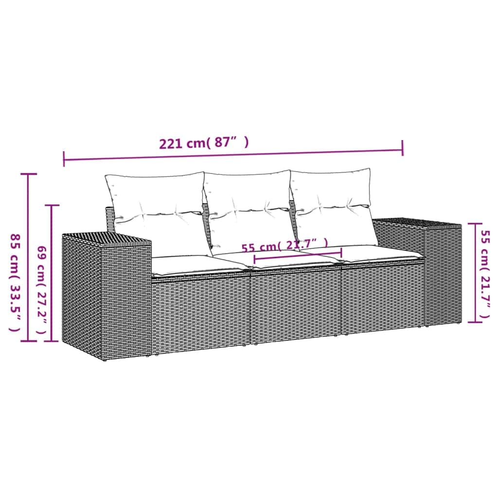 Decorative 3 Piece Garden Sofa Set Lounge Area Garden Leisure