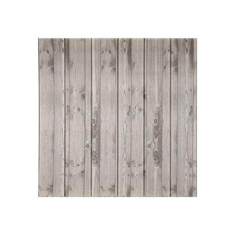 Decorative 3D Foam Wallpaper Panels Grey Wood Grain 10Pcs