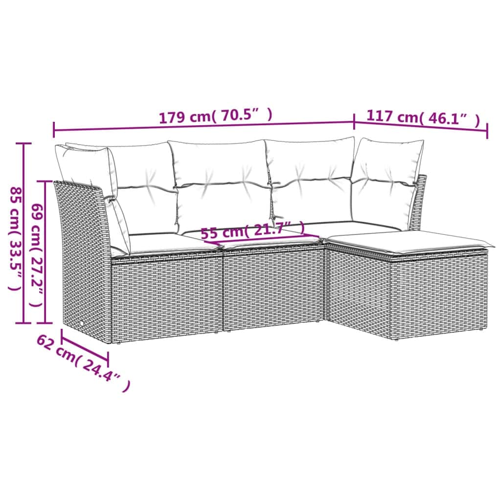 Decorative 4 Piece Garden Sofa Set Garden Gathering Evening