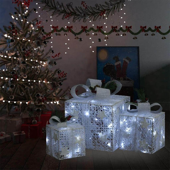 Decorative Christmas Gift Boxes 3 pcs Red Outdoor Indoor