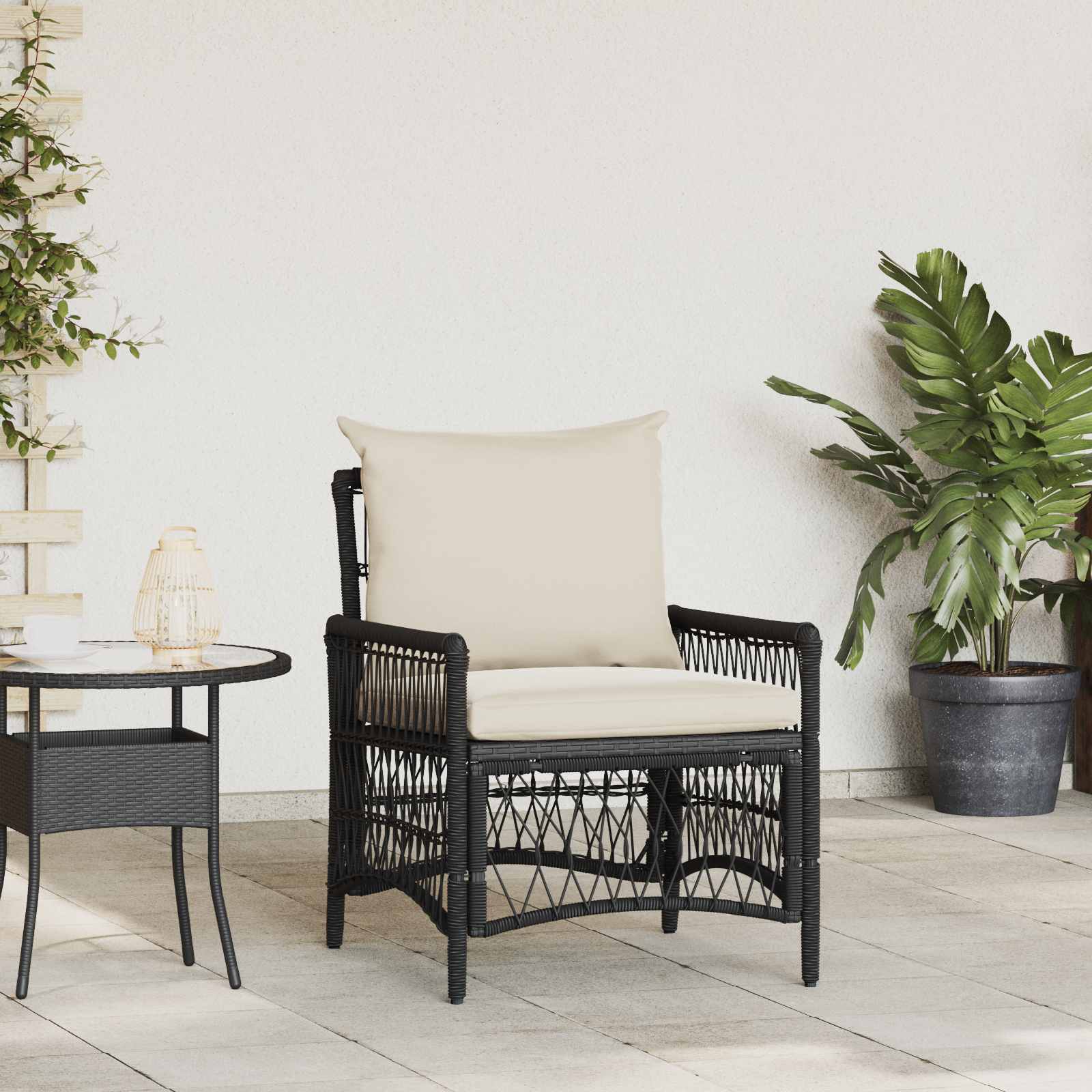 Decorative Garden Chair with Cushion Black Home Use Patio Relax