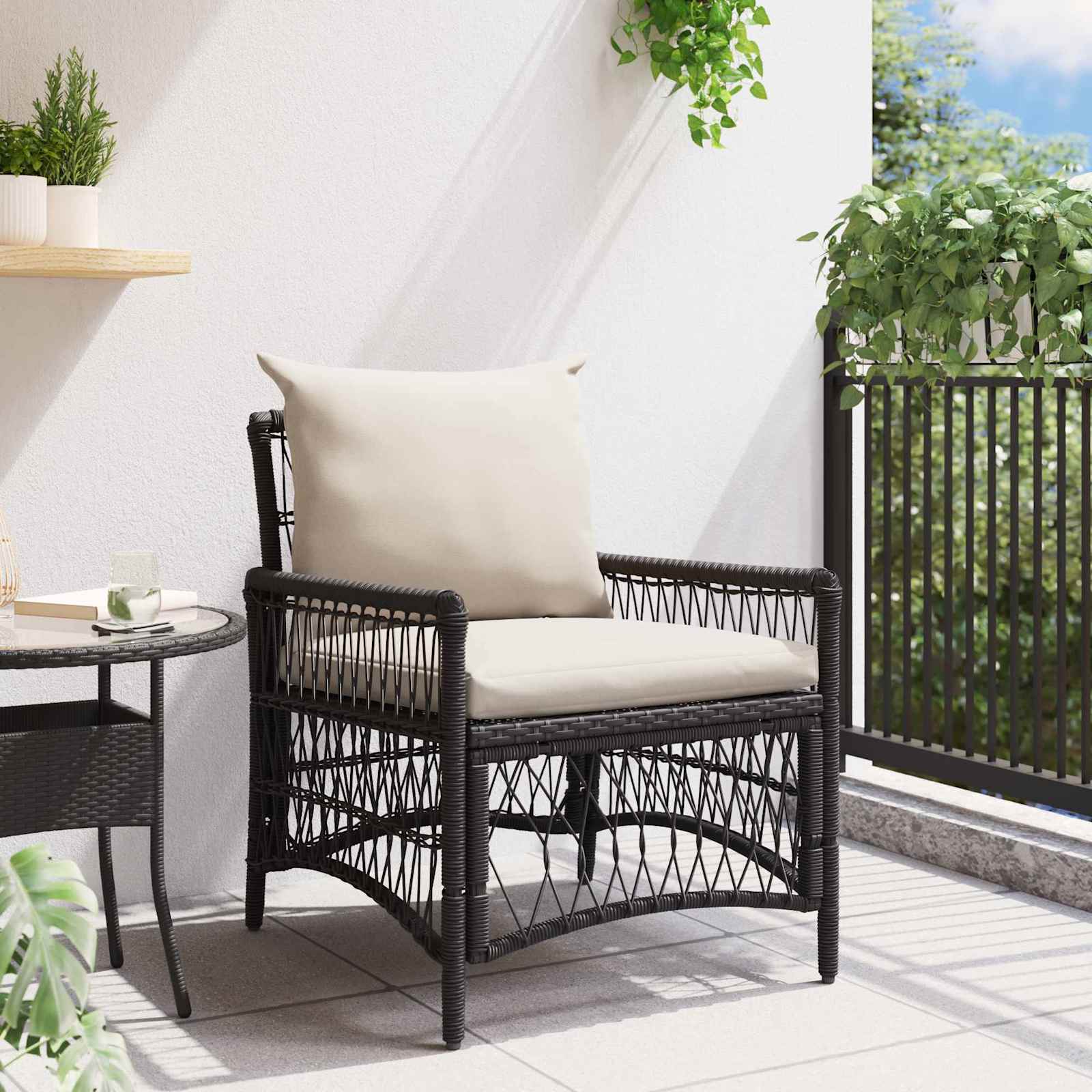 Decorative Garden Chair with Cushion Black Home Use Patio Relax