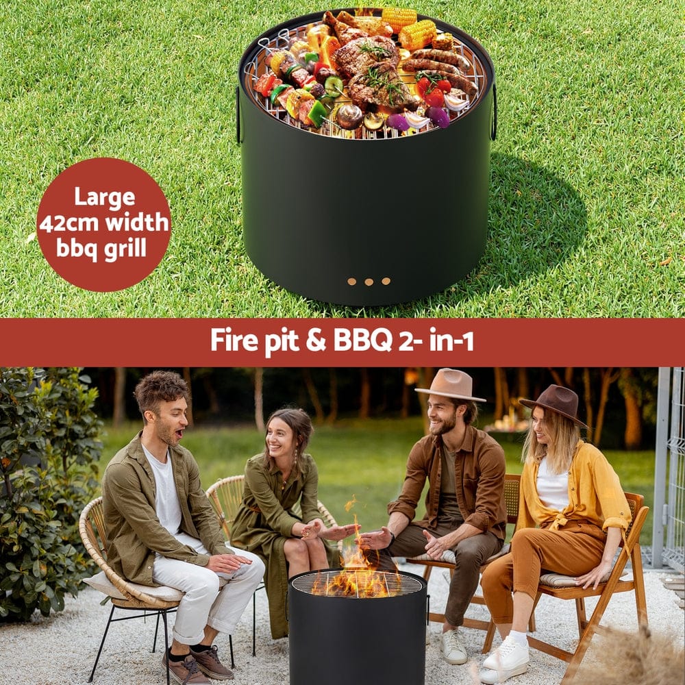 Fire Pits - Deep Bowl Fire Pit BBQ Portable Outdoor Fireplace for Garden Patio - photo 15
