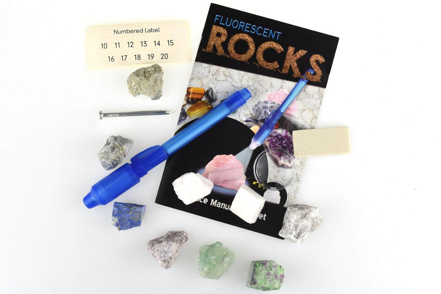 Deluxe fluorescent rocks science kit