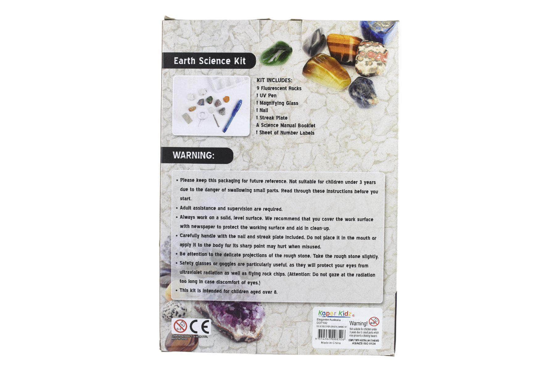Deluxe fluorescent rocks science kit