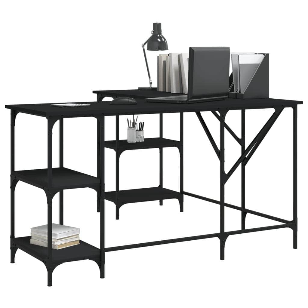 Desk Black Engineered Wood
