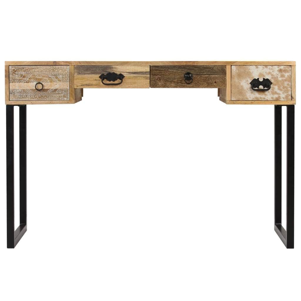 Desk Solid Mango Wood and Real Leather