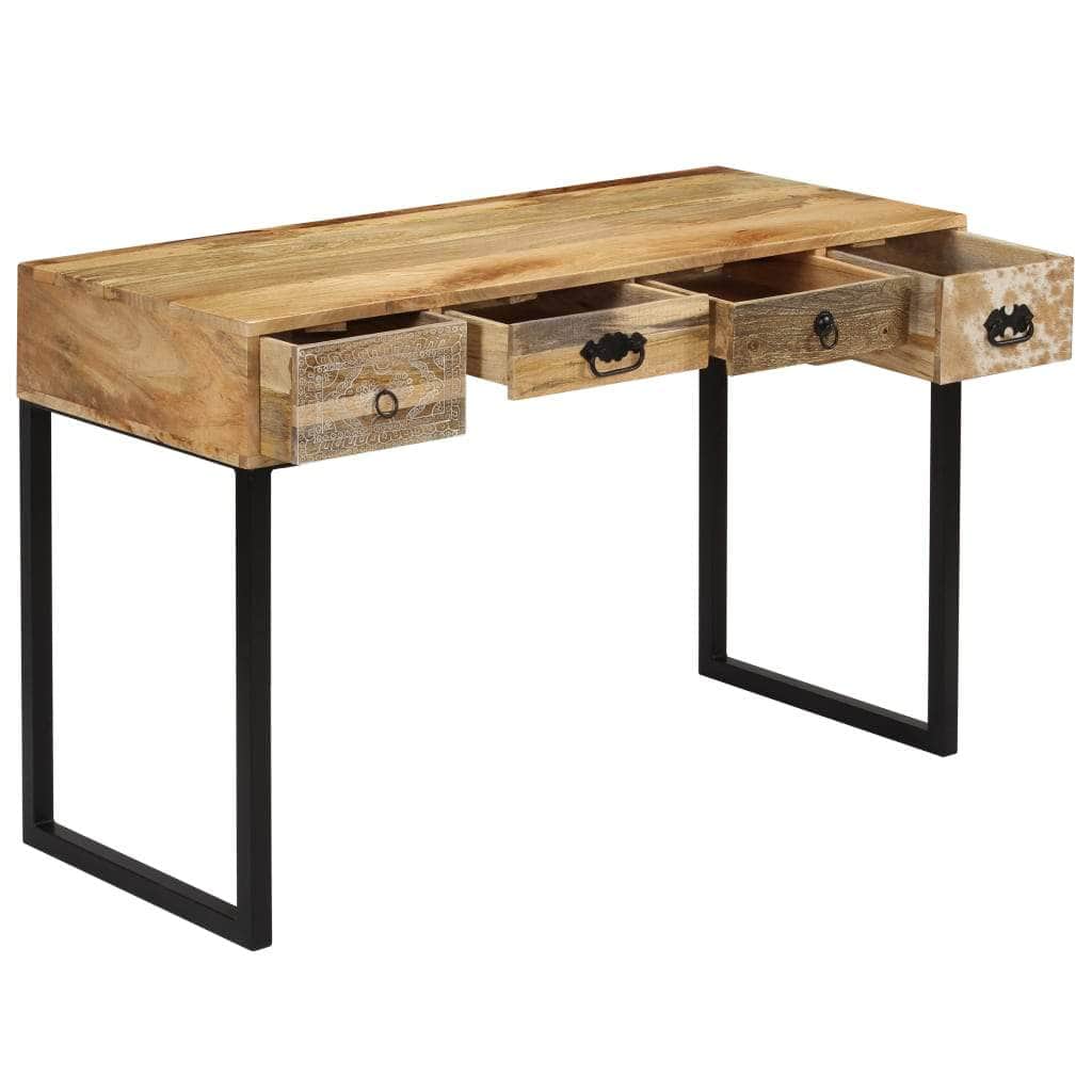 Desk Solid Mango Wood and Real Leather