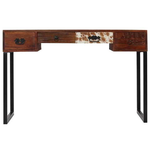 Desk Solid Sheesham Wood and Real Leather