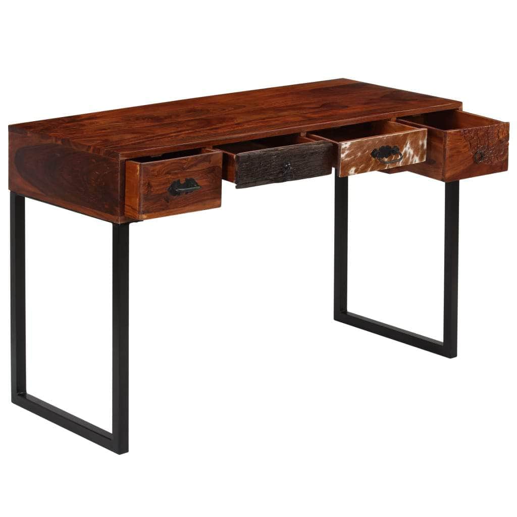 Desk Solid Sheesham Wood and Real Leather