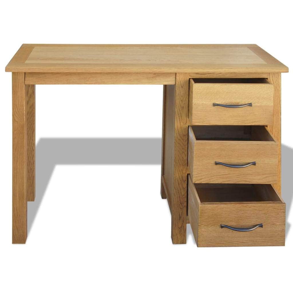 Desk with 3 Drawers Solid Oak Wood