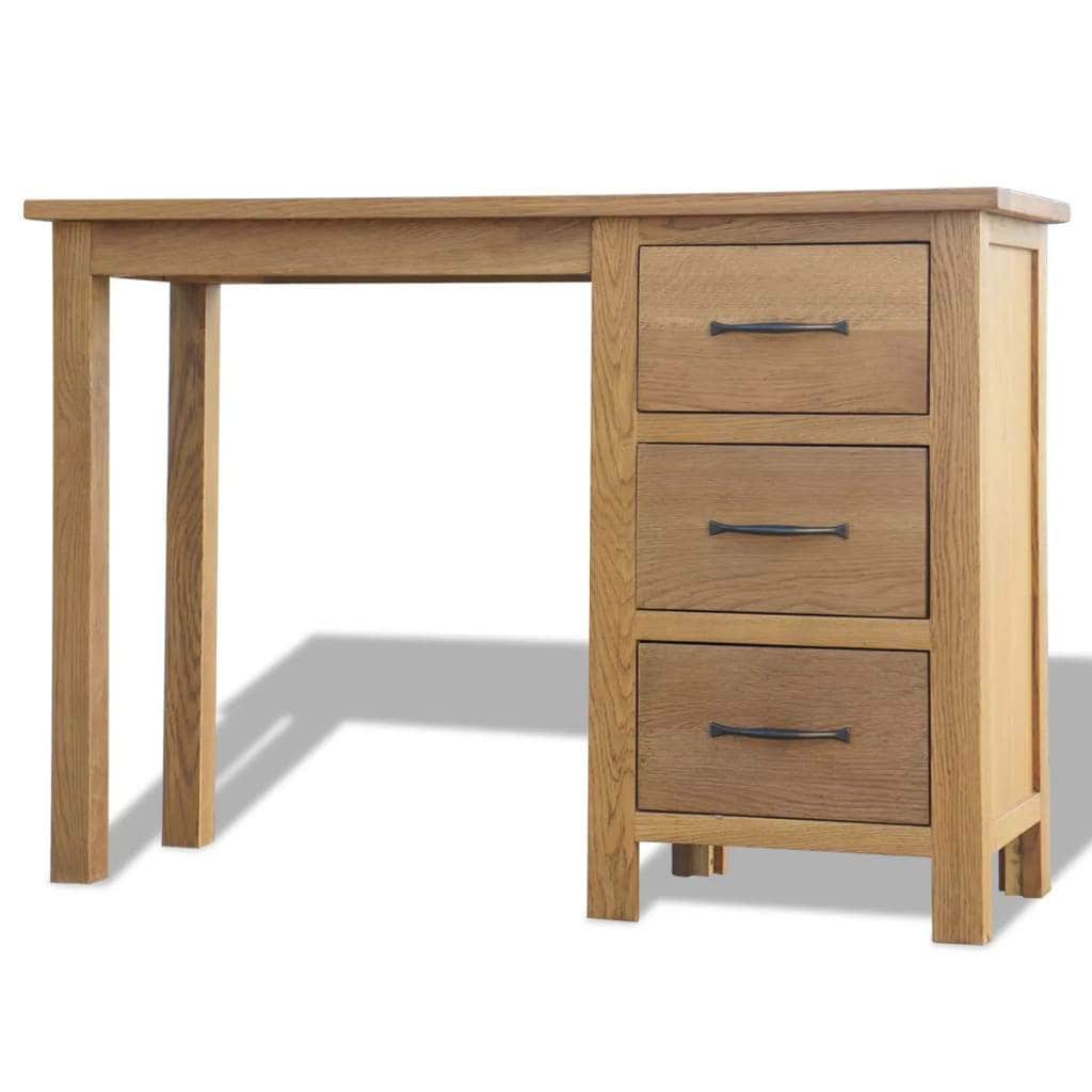 Desk with 3 Drawers Solid Oak Wood