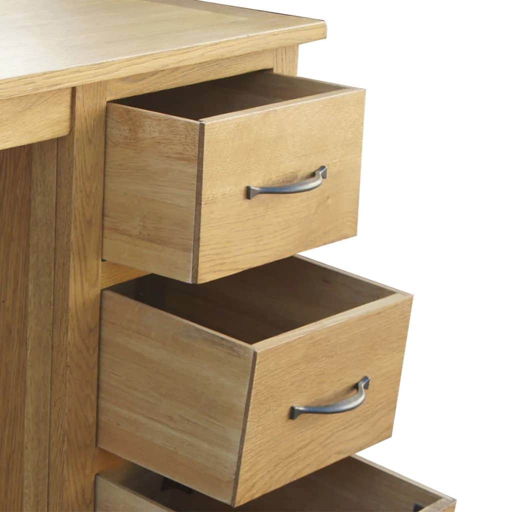 Desk with 3 Drawers Solid Oak Wood