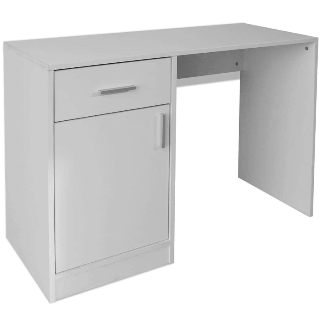 Desk with Drawer and Cabinet White