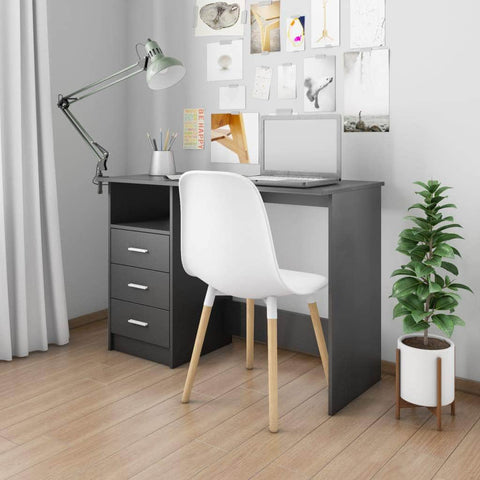 Desk with Drawers Black  Chipboard