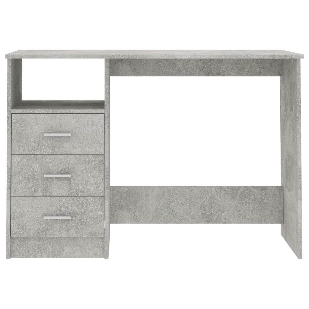 Desk with Drawers Concrete Grey Chipboard