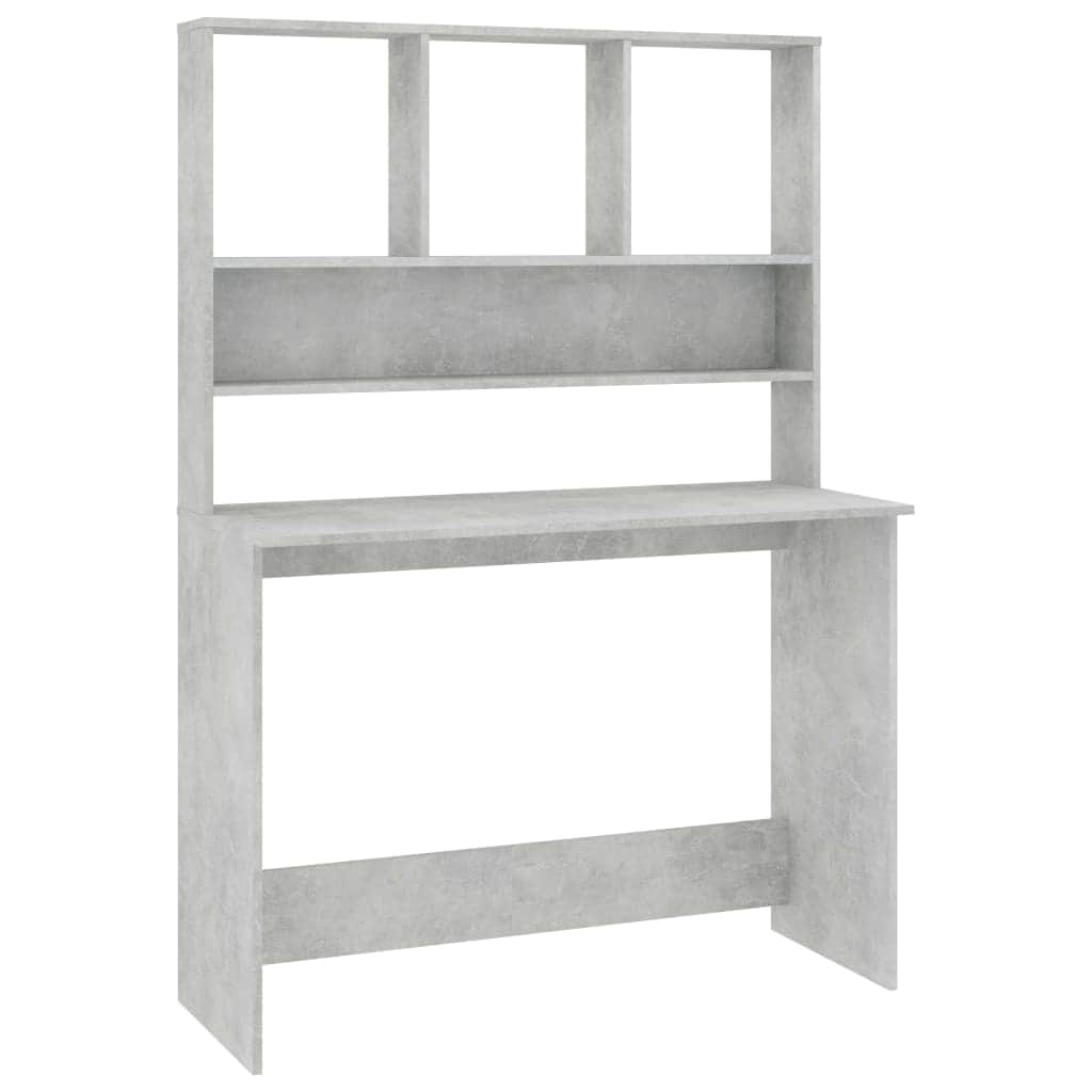 Desk with Shelves Concrete Grey Chipboard