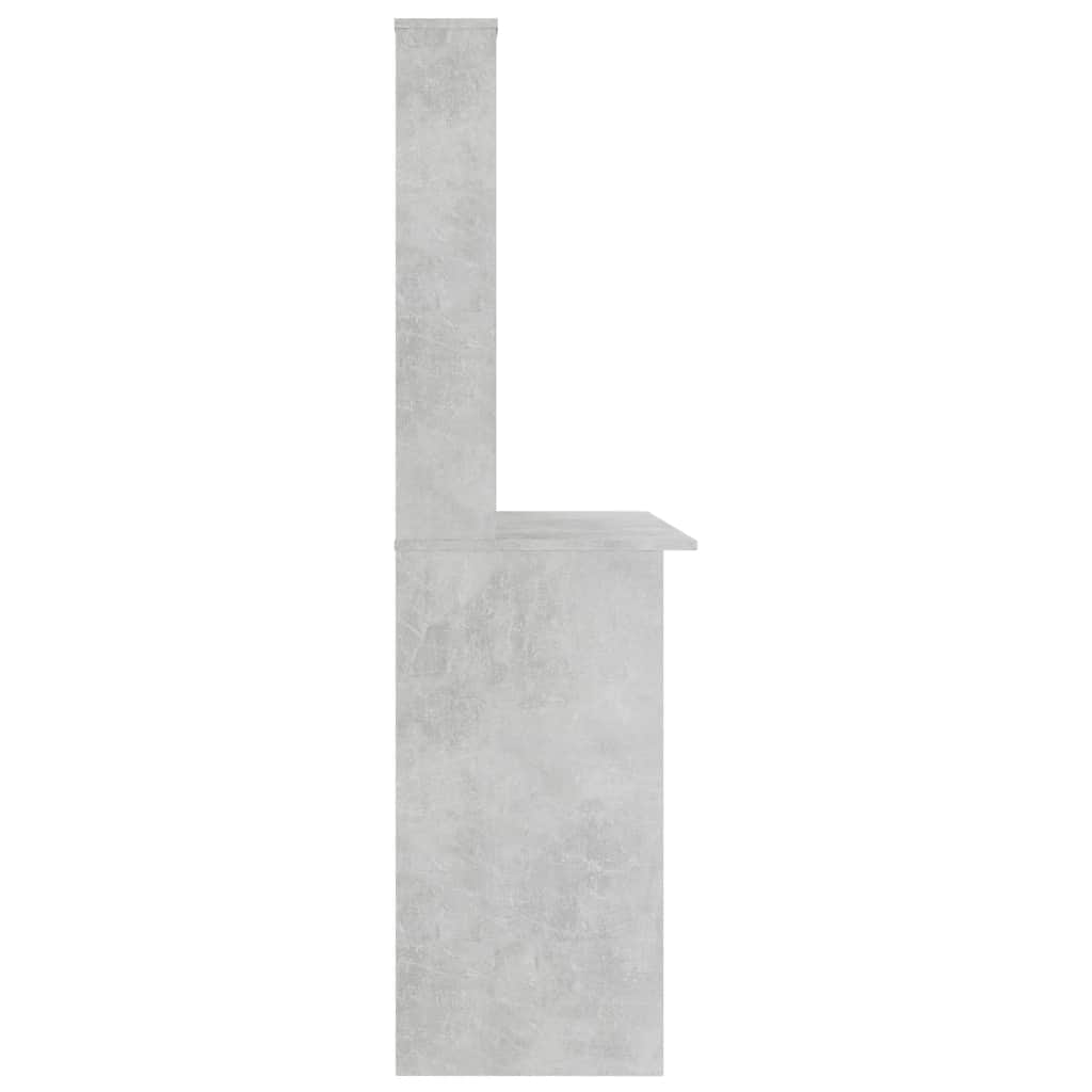 Desk with Shelves Concrete Grey Chipboard