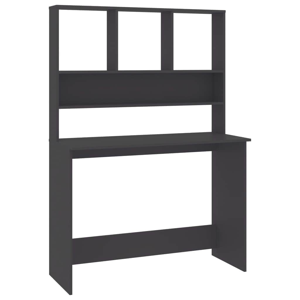 Desk with Shelves Grey Chipboard