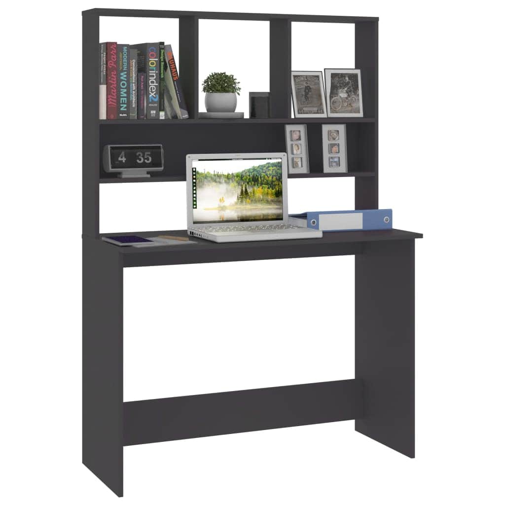 Desk with Shelves Grey Chipboard