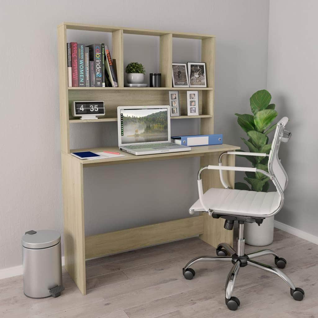 Desk with Shelves Sonoma Oak Chipboard
