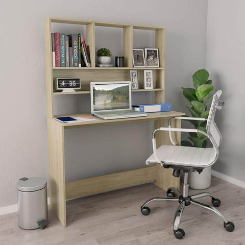 Desk with Shelves Sonoma Oak Chipboard