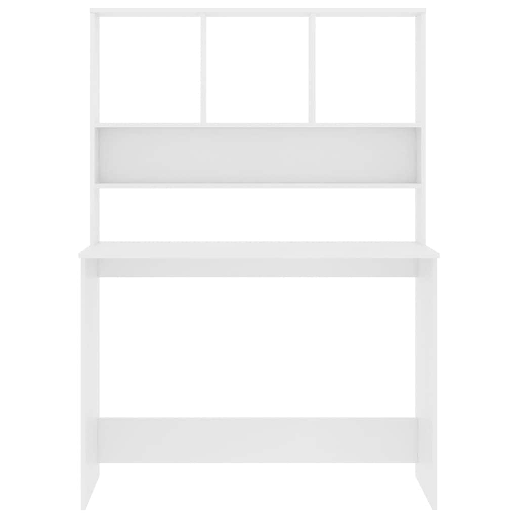 Desk with Shelves White Chipboard