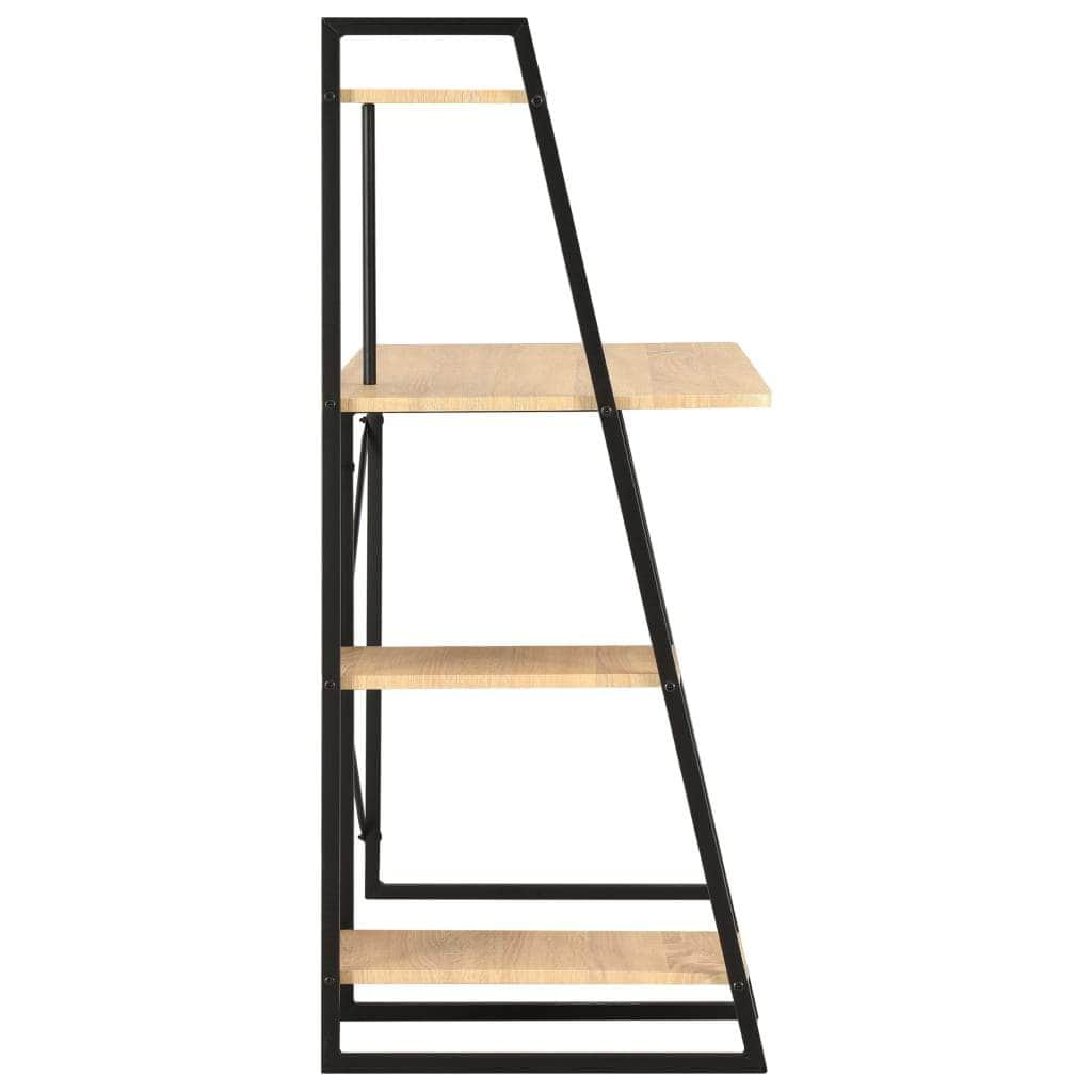 Desk with Shelving Unit Black and Oak