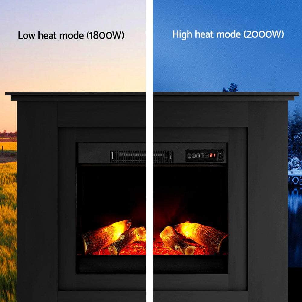 Devanti 2000W Electric Fireplace Mantle Portable Fire Log Wood Heater 3D Flame Effect