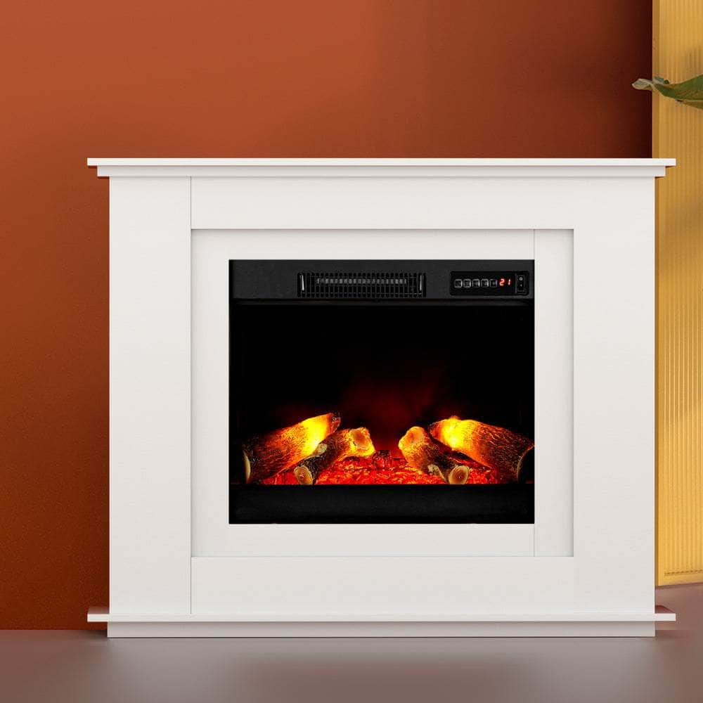 Devanti 2000W Electric Fireplace Mantle Portable Fire Log Wood Heater 3D Flame Effect