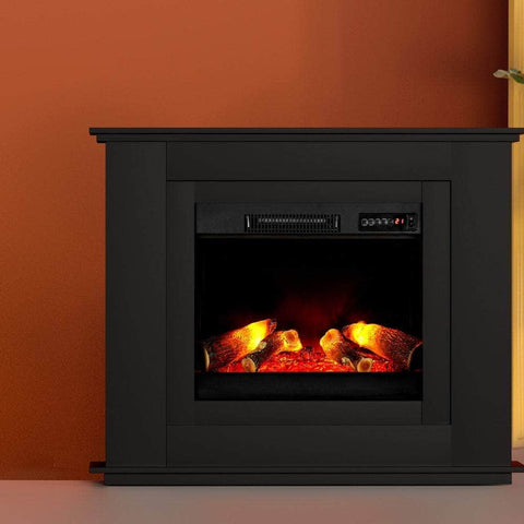Devanti 2000W Electric Fireplace Mantle Portable Fire Log Wood Heater 3D Flame Effect