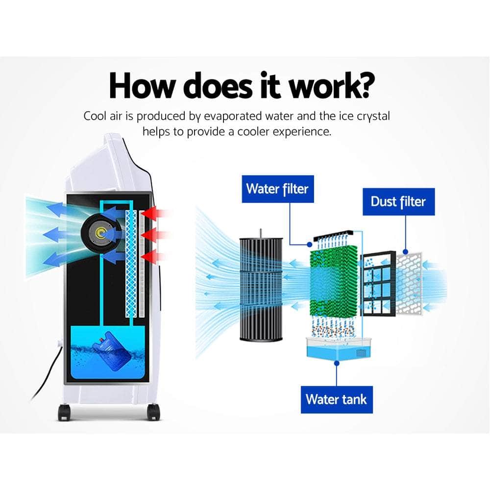 Devanti Evaporative Air Cooler Potable Fan Cooling Remote Control LED Display