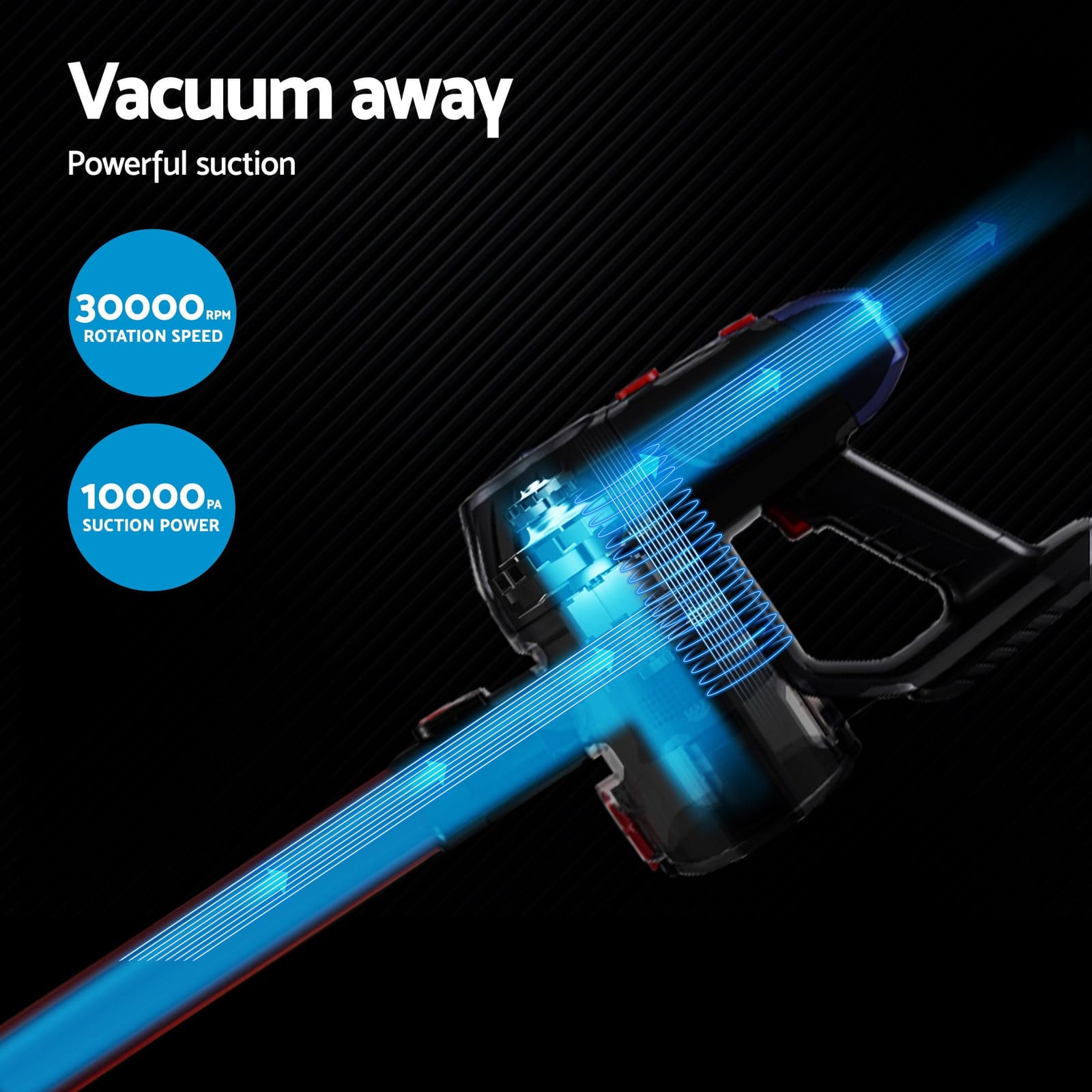 Sleek Red Cordless Stick Vacuum Cleaner - 150W, Stick Vacuums