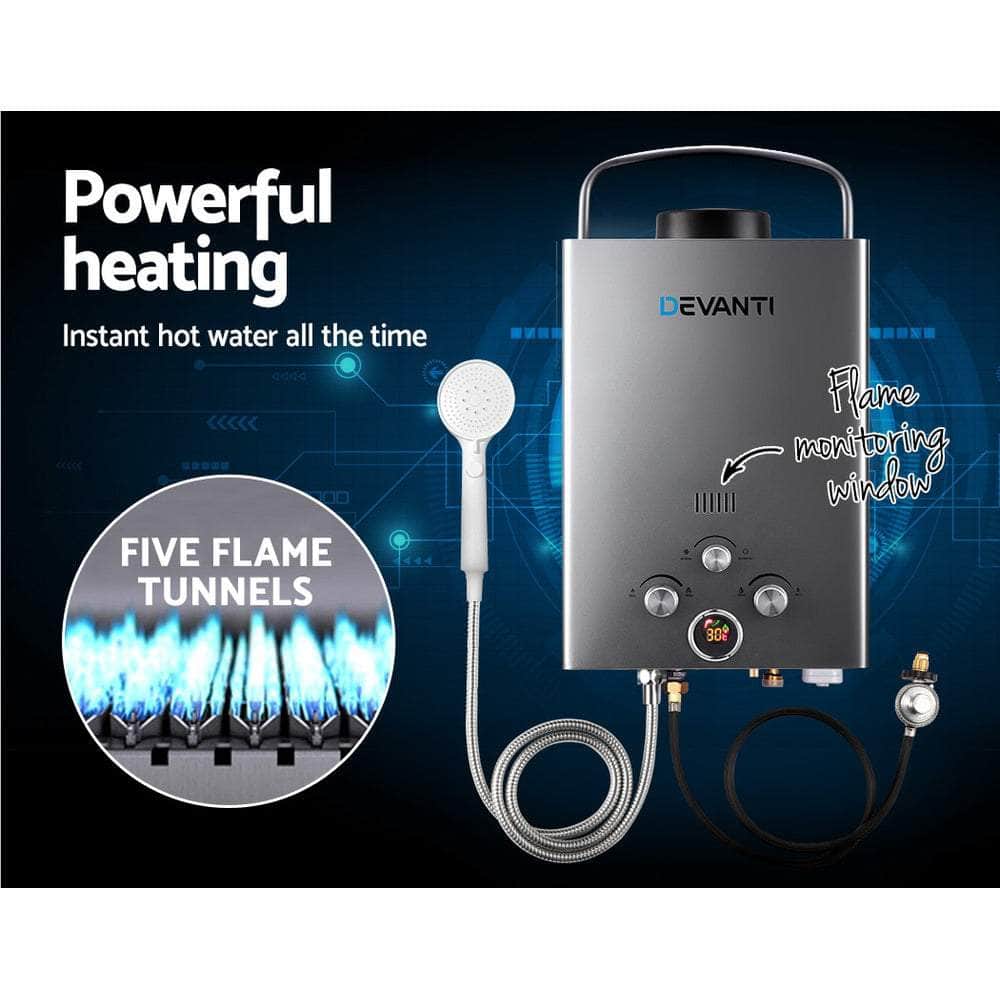 Devanti Outdoor Gas Hot Water Heater Portable Shower Camping LPG Caravan Pump